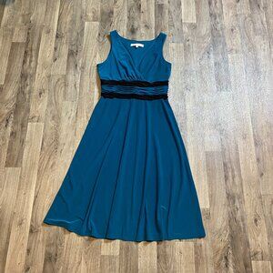Evan Picone Dress A-Line Midi Dress Dark Teal Size 8